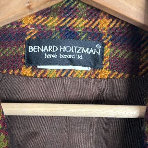 benard holtzmam ladies colorful checkered wool plaid blazer size m/L - Picture 4 of 8